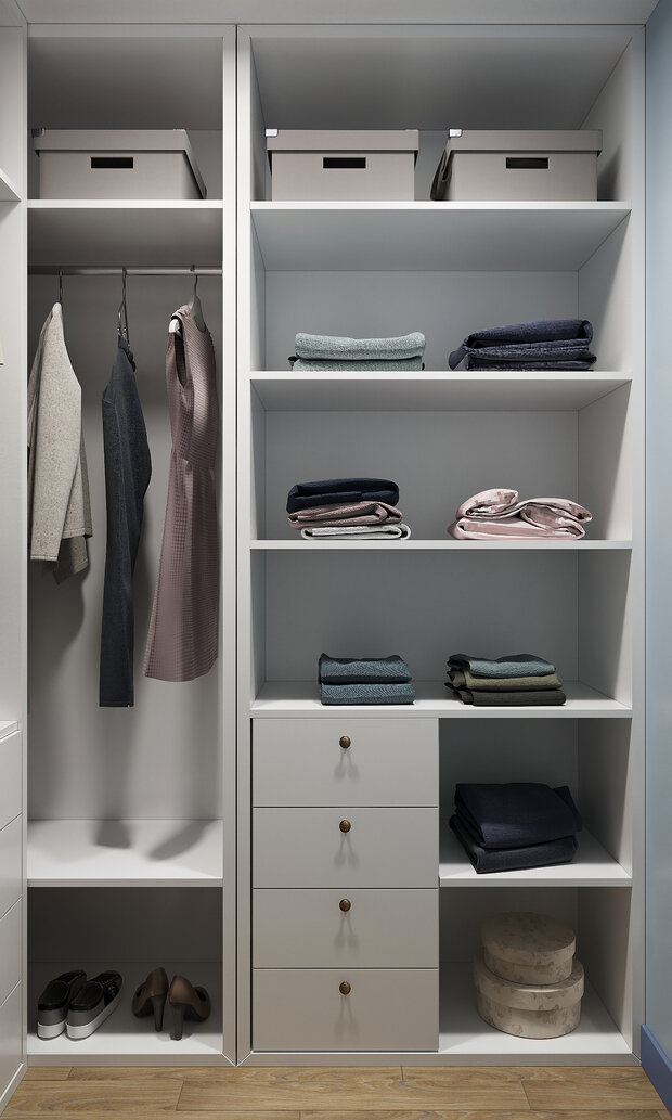 Фотография: Гардеробная в стиле Современный, Эклектика, Квартира, Проект дня, Санкт-Петербург, Ирина Собыленская, Панельный дом, 3 комнаты, 40-60 метров, 60-90 метров – фото на INMYROOM