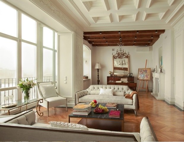 Фотография: Гостиная в стиле Классический, Современный, Эклектика, Советы, Анастасия Каспарян, Юлия Соловьева, белый интерьер, Ксения Педоренко – фото на INMYROOM