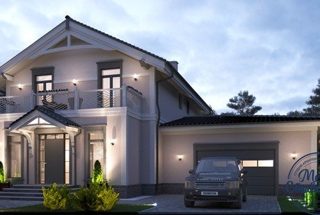 Двухэтажный коттедж с террасой