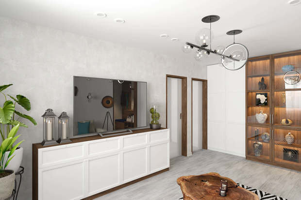 Фото из портфолио Трехкомнатная квартира 78 м2 в современном стиле, в доме серии П-44 – фотографии дизайна интерьеров на INMYROOM