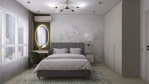Визуализация интерьера спальни в современном стиле