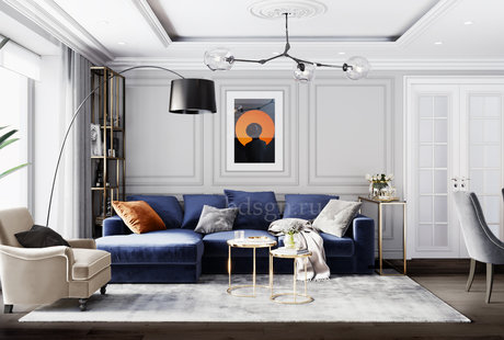 Нескучный серый интерьер на Кутузовском 