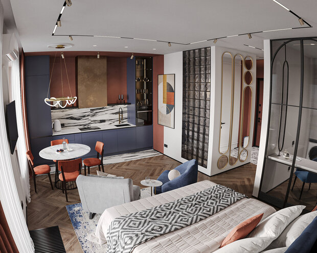 Фотография: Кухня и столовая в стиле Современный, Квартира, Студия, Проект дня, Санкт-Петербург, 40-60 метров, VizDiz, Илона Ореховская – фото на INMYROOM