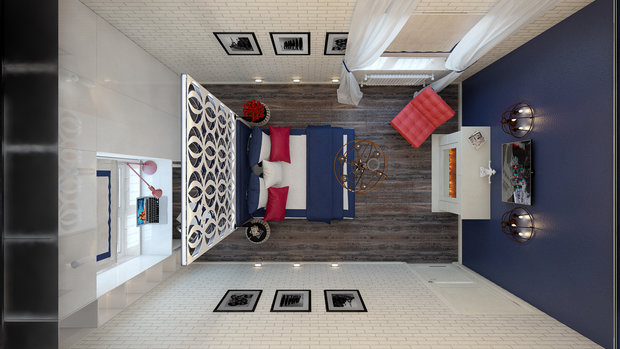 Фото из портфолио Эскизный дизайн-проект спальни-"Полет в стиле фьюжн" для "Квартирного вопроса" – фотографии дизайна интерьеров на INMYROOM