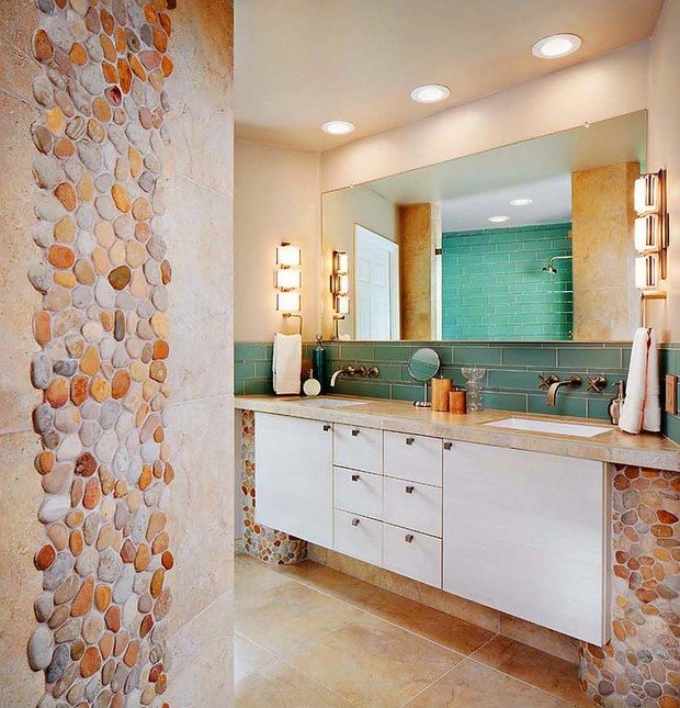 Фото из портфолио Мозаика из морской гальки в интерьере Эко-Стиль – фотографии дизайна интерьеров на INMYROOM