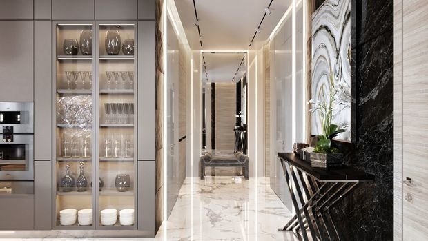 Фото из портфолио Квартира в ЖК Реномэ: телевизор-вертолет, ванная с окном и батут в детской – фотографии дизайна интерьеров на INMYROOM