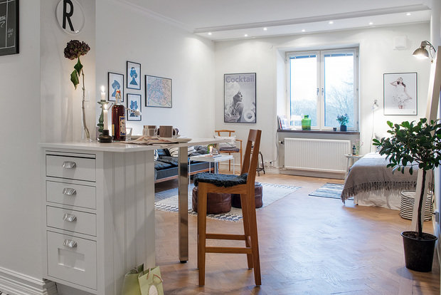 Фотография: Гостиная в стиле Скандинавский, Малогабаритная квартира, Квартира, Дома и квартиры – фото на INMYROOM