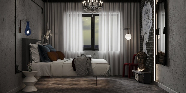 Фото из портфолио Спальня в стиле лофт – фотографии дизайна интерьеров на INMYROOM