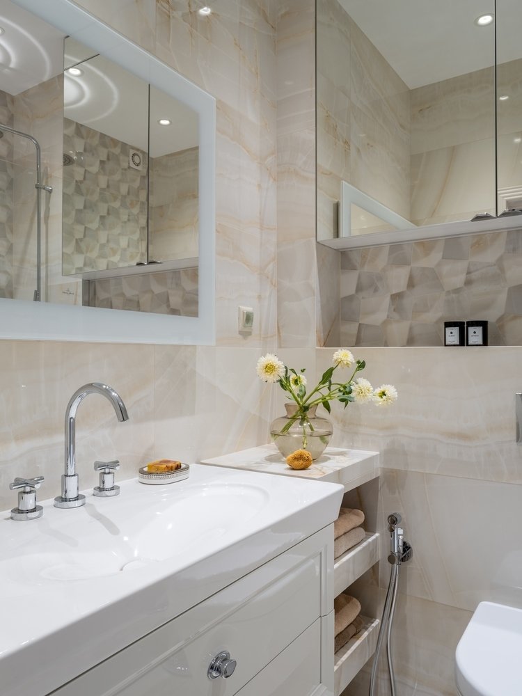 Фотография: Ванная в стиле Классический, Современный, Квартира, Проект недели, Ростов-на-Дону, 1 комната, до 40 метров, 40-60 метров, Катерина Котляровская – фото на INMYROOM