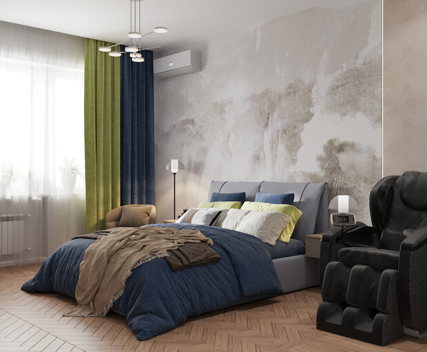 Визуализация интерьера спальни в современном стиле