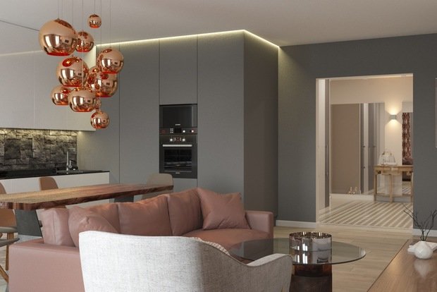 Фотография: Гостиная в стиле Минимализм, Квартира, Россия, Декор, Проект недели, Серый, Московская область, Балашиха, Алена Власова – фото на INMYROOM