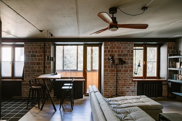 Фотография: Кухня и столовая в стиле Лофт, Малогабаритная квартира, Квартира, Проект недели, Москва, Кирпичный дом, 2 комнаты, 40-60 метров, Павел Фотеев – фото на INMYROOM