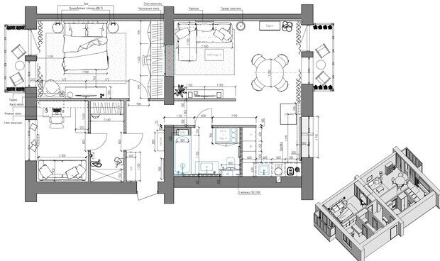 Фотография: Планировки в стиле , Квартира, Проект дня, Новосибирск, Сталинка, 3 комнаты, 60-90 метров, ремонт сталинки, дизайн кухни в сталинке, современный/скандинавский, фото интерьера, дизайн интерьера фото, фото кухни, Анастасия Рыбина, Елена Дьяконова – фото на INMYROOM