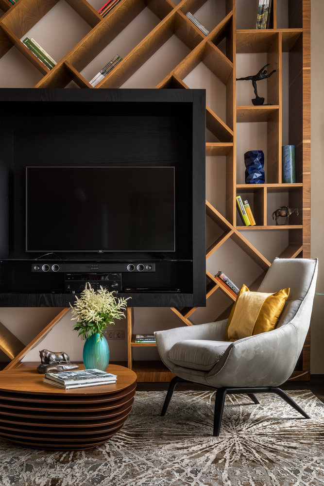 Фотография: Гостиная в стиле Современный, Эклектика, Квартира, Проект недели, Москва, 4 и больше, Более 90 метров, #эксклюзивныепроекты, Кирилл Сахаров – фото на INMYROOM