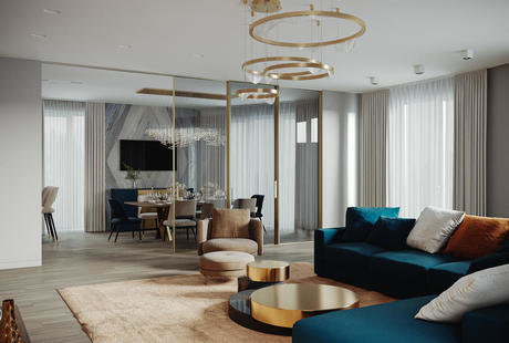 Современный стиль с яркими акцентами в ЖК Привилегия - 202 кв. метра