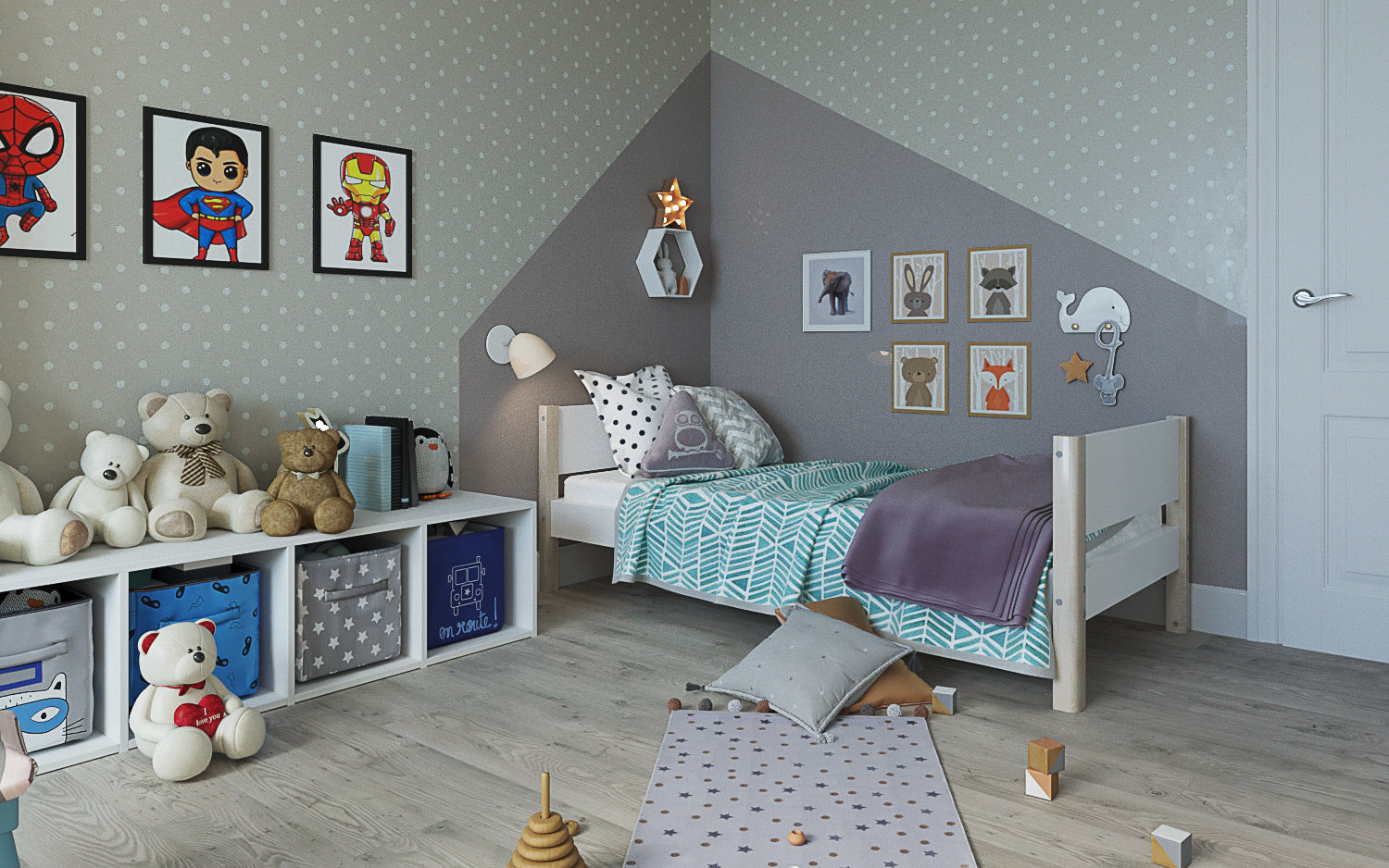 Фотография: Детская в стиле Скандинавский, Квартира, Проект недели, Екатеринбург, Монолитный дом, Юлия Калеми, 3 комнаты, 60-90 метров – фото на INMYROOM