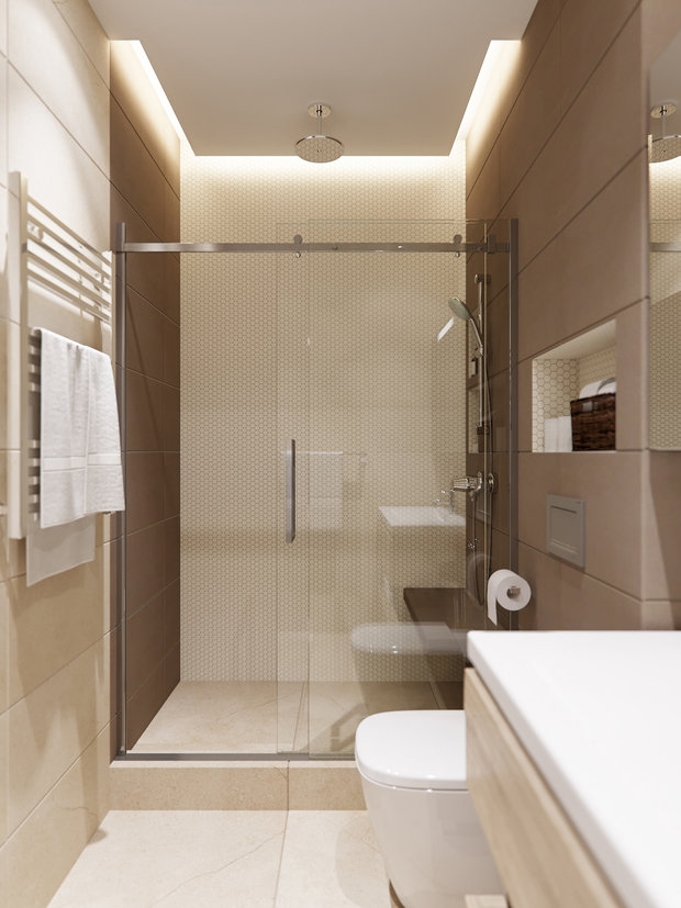 Фотография: Ванная в стиле Минимализм, Квартира, Проект недели, Москва, 2 комнаты, 40-60 метров, Ксения Коновалова, ЖК «Опалиха О3» – фото на INMYROOM