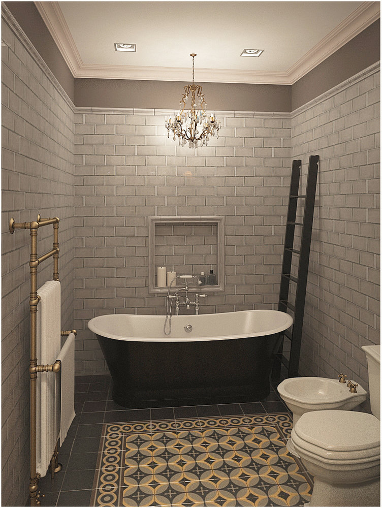 Фотография: Ванная в стиле Прованс и Кантри, Квартира, Цвет в интерьере, Дома и квартиры, Проект недели, Серый – фото на INMYROOM