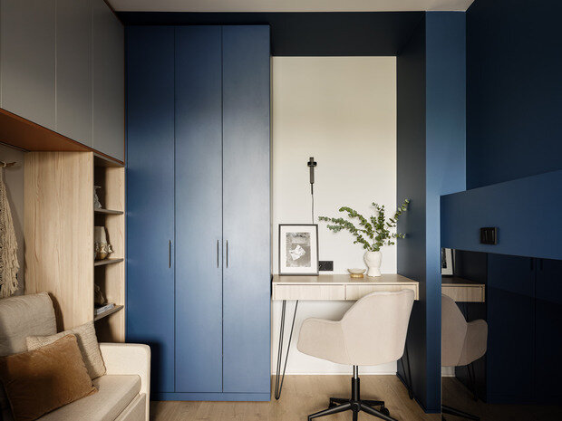 Фотография: Гостиная в стиле Современный, Малогабаритная квартира, Квартира, Проект дня, Москва, Монолитный дом, 2 комнаты, до 40 метров, Яна Гафарова – фото на INMYROOM