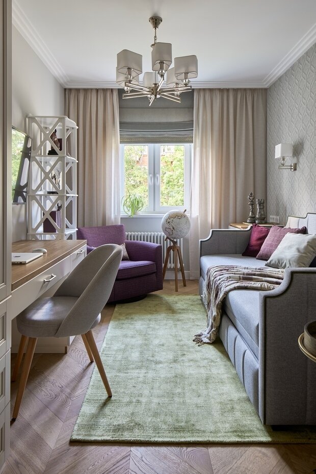 Фотография: Кабинет в стиле Классический, Современный, Эклектика, Квартира, Проект недели, 2 комнаты, 40-60 метров, Наталья Бочина, Петергоф – фото на INMYROOM