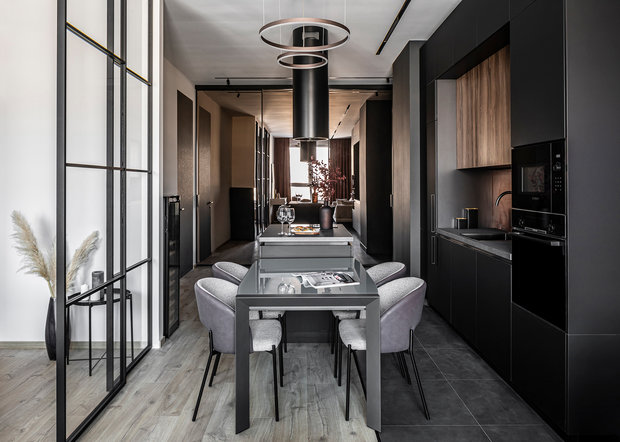 Фотография: Кухня и столовая в стиле Современный, Минимализм, Квартира, Проект недели, Москва, 2 комнаты, 40-60 метров, Ксения Харькова – фото на INMYROOM