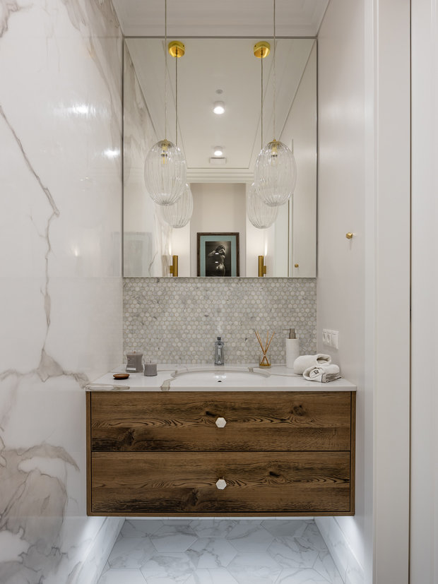 Фотография: Ванная в стиле Современный, Классический, Квартира, Проект недели, 4 и больше, Более 90 метров, Уфа, PRSPKT Architects – фото на INMYROOM