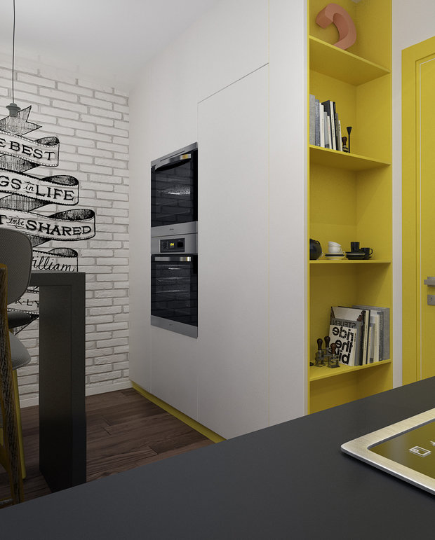 Фотография: Кухня и столовая в стиле Современный, Лофт, Квартира, Крым, Проект недели, Монолитный дом, 2 комнаты, 60-90 метров, Симферополь, Елена Пономаренко, Vitta-Group – фото на INMYROOM