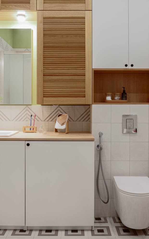 Фотография: Ванная в стиле Скандинавский, Современный, Квартира, Проект дня, Химки, Московская область, Сталинка, 3 комнаты, 40-60 метров, Светлана Конькова – фото на INMYROOM