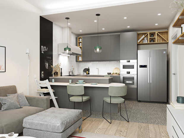 Фотография: Кухня и столовая в стиле Скандинавский, Квартира, Проект недели, Москва, 2 комнаты, 60-90 метров, Эльжбета Чегарова – фото на INMYROOM