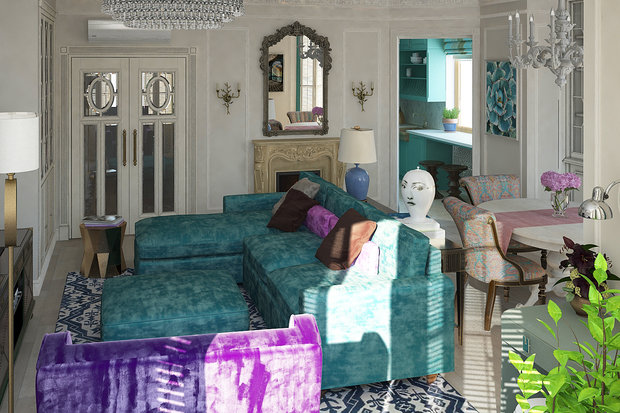 Фото из портфолио Эклектика в бирюзовых тонах – фотографии дизайна интерьеров на INMYROOM