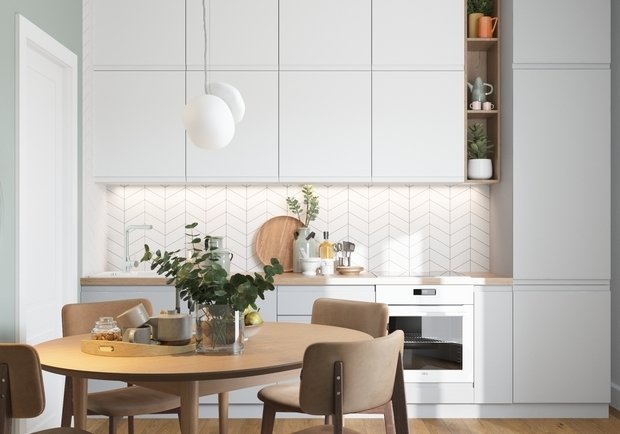 Фотография: Кухня и столовая в стиле Современный, Скандинавский, Квартира, Проект недели, 2 комнаты, 60-90 метров, Марина Меренкова, Пушкино – фото на INMYROOM