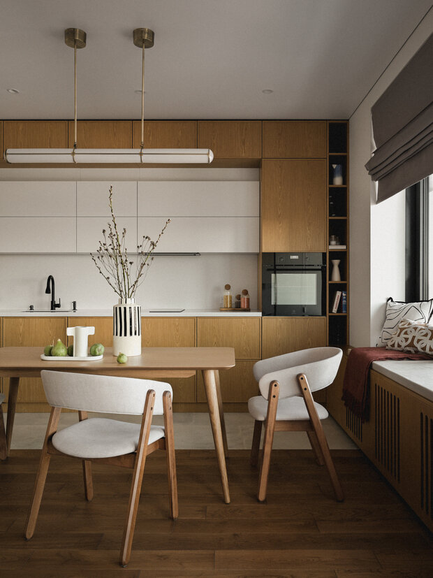 Фотография: Кухня и столовая в стиле Современный, Минимализм, Эко, Малогабаритная квартира, Квартира, Проект дня, Санкт-Петербург, 1 комната, до 40 метров, Анна Луцкевич, современный с элементами минимализма – фото на INMYROOM