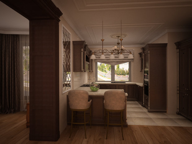 Фото из портфолио Гостиная коттеджа в г. Домодедово в классическом стиле – фотографии дизайна интерьеров на INMYROOM