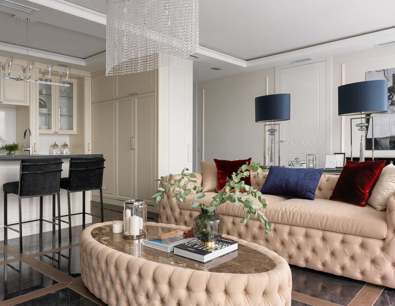 Фотография: Гостиная в стиле Классический, Современный, Квартира, Проект недели, Московская область, Монолитный дом, 2 комнаты, 60-90 метров, #эксклюзивныепроекты, Simple Way, ЖК Admiral Waterhause – фото на INMYROOM