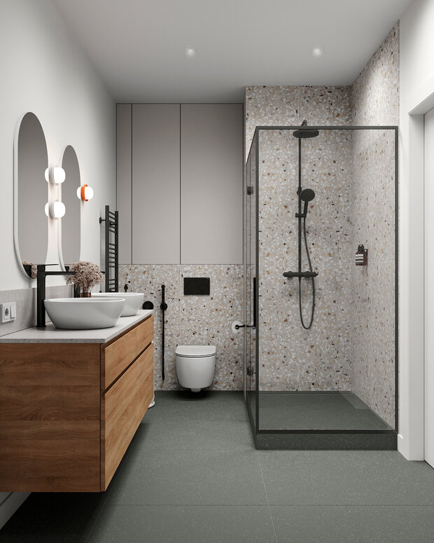 Фотография: Ванная в стиле Современный, Минимализм, Квартира, Проект недели, Москва, Монолитный дом, 3 комнаты, Более 90 метров, AE Design, Екатерина Ткаченко, Алиса Сивякова – фото на INMYROOM