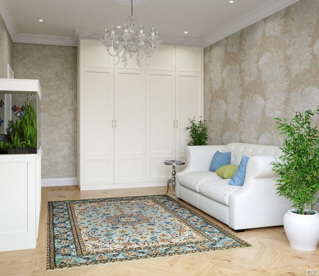 Визуализация интерьера гостиной в классическом стиле