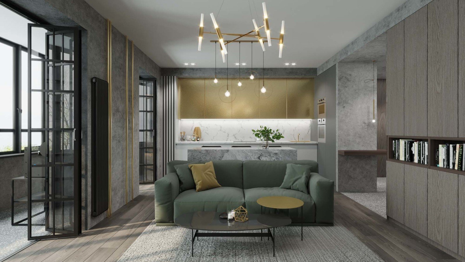 Фотография: Гостиная в стиле Лофт, Кухня и столовая, Ванная, Прихожая, Квартира, Проект недели, Серый, 1 комната, 40-60 метров, ПРЕМИЯ INMYROOM – фото на INMYROOM Фотография: Гостиная в стиле Лофт, Кухня и столовая, Ванная, Прихожая, Квартира, Проект недели, Серый, 1 комната, 40-60 метров, ПРЕМИЯ INMYROOM – фото на INMYROOM