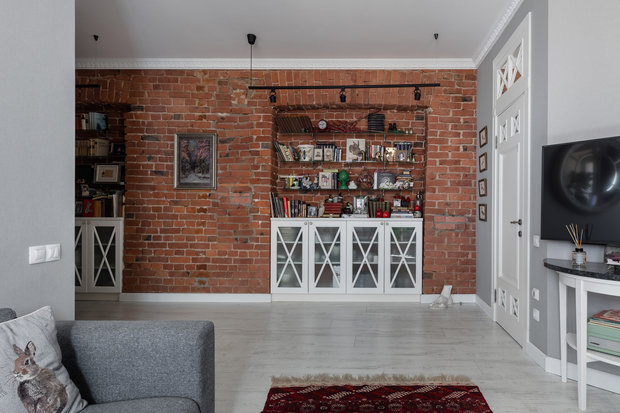 Фотография: Гостиная в стиле Скандинавский, Эклектика, Квартира, Проект недели, Санкт-Петербург, 3 комнаты, Более 90 метров, Анна Плакунова – фото на INMYROOM