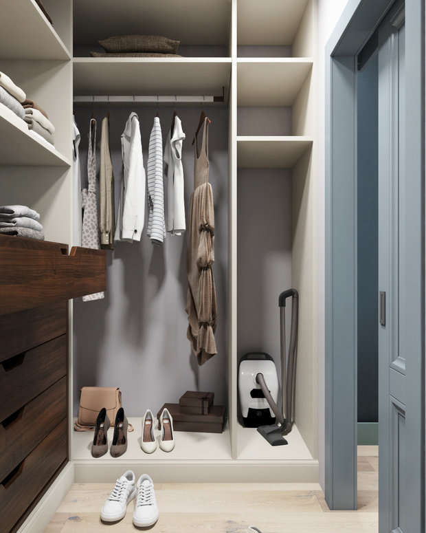 Фотография: Гардеробная в стиле Современный, Эклектика, Проект недели, Москва, 2 комнаты, 60-90 метров, Манана Хучуа – фото на INMYROOM
