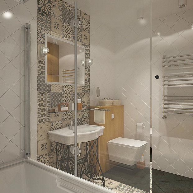 Фотография: Ванная в стиле Прованс и Кантри, Скандинавский, Малогабаритная квартира, Квартира, Дома и квартиры, IKEA, Проект дня – фото на INMYROOM