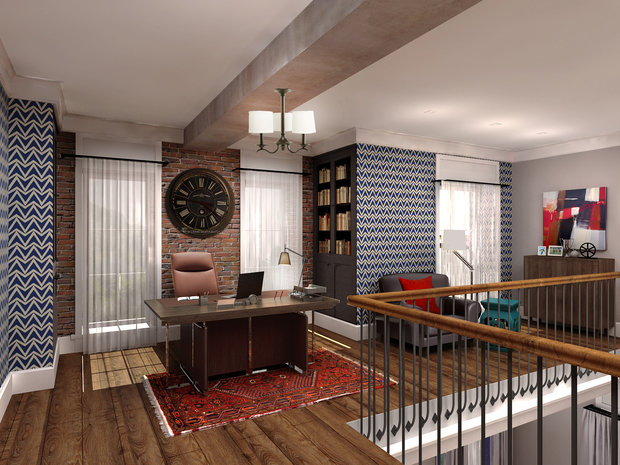 Фото из портфолио Коттедж «Прогулка» в классическом американском стиле с элементами лофта и востока – фотографии дизайна интерьеров на INMYROOM