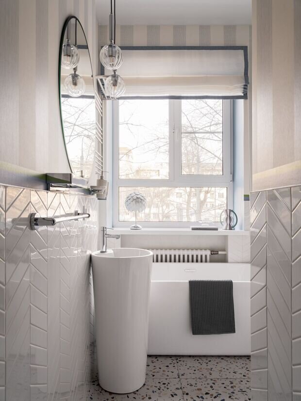 Фотография: Ванная в стиле Современный, Квартира, Проект дня, Москва, Сталинка, Кирпичный дом, 3 комнаты, 60-90 метров, Татьяна Отич – фото на INMYROOM