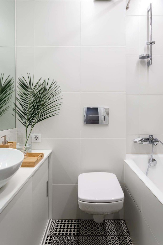 Фотография: Ванная в стиле Скандинавский, Минимализм, Современный, Малогабаритная квартира, Квартира, Проект недели, Москва, Рустэм Уразметов, 1 комната, до 40 метров – фото на INMYROOM