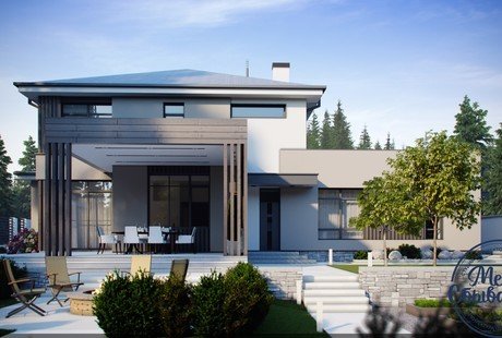 Дом и баня с террасами