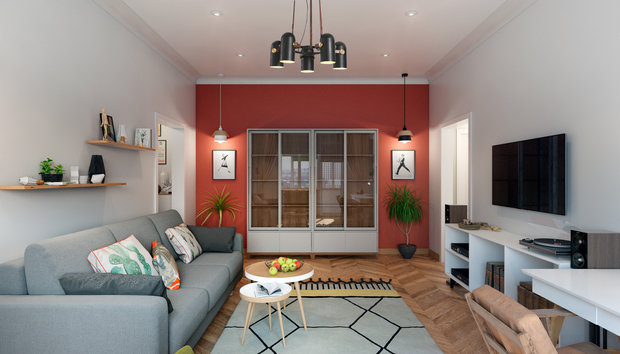 Фотография: Гостиная в стиле Скандинавский, Современный, Квартира, Проект недели, Москва, Co:Interior, Сталинка, 3 комнаты, 60-90 метров – фото на INMYROOM