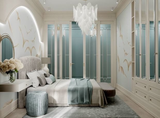 Фото из портфолио ЖК Счастье на Соколе: воздушная, словно парящая в облаках квартира, в окружении белых и золотых птиц – фотографии дизайна интерьеров на INMYROOM