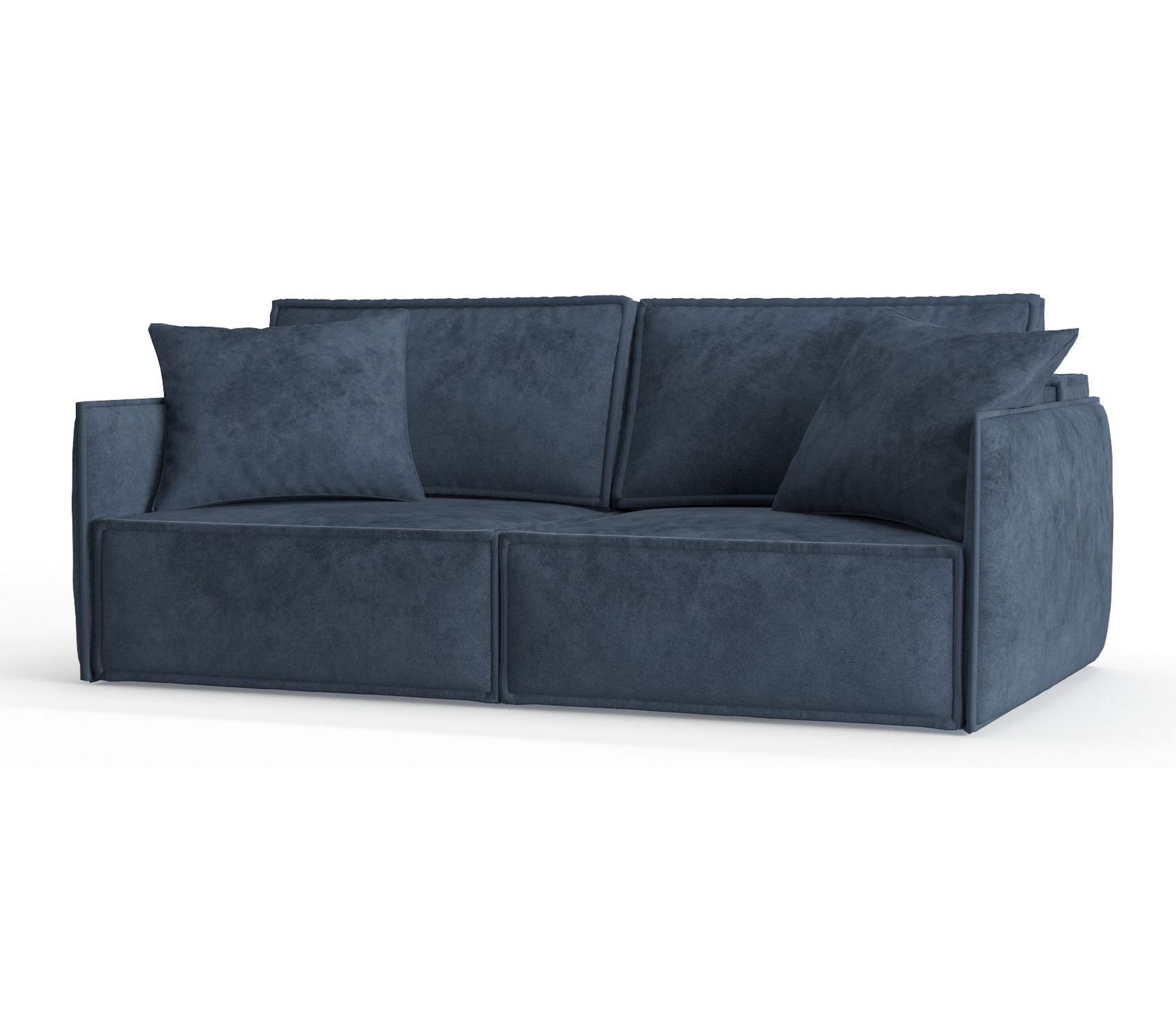 Диван-кровать из велюра Лортон темно-синего цвета