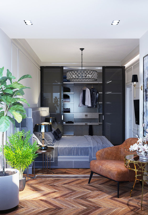 Фото из портфолио Квартира в стиле современная классика - ул. 1905 г. Спальня Хозяйская – фотографии дизайна интерьеров на INMYROOM