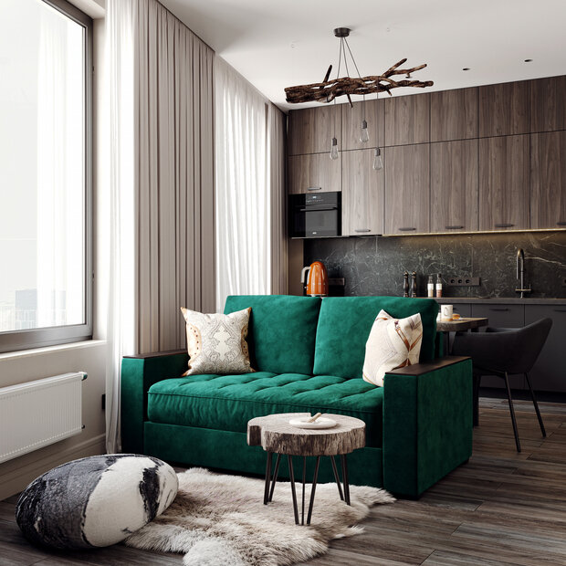 Фотография: Кухня и столовая в стиле Современный, Малогабаритная квартира, Квартира, Проект дня, Москва, 2 комнаты, 40-60 метров, Екатерина Быковская – фото на INMYROOM