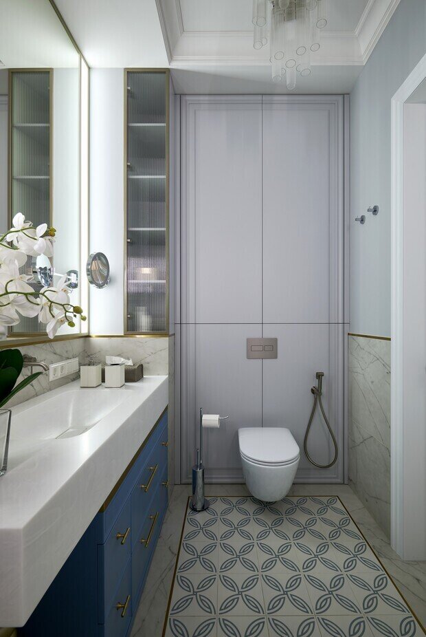 Фотография: Ванная в стиле Классический, Современный, Квартира, Проект дня, 3 комнаты, Более 90 метров, Эксклюзивные проекты, современный с элементами неоклассики, Новосибирская область, Кольцово – фото на INMYROOM